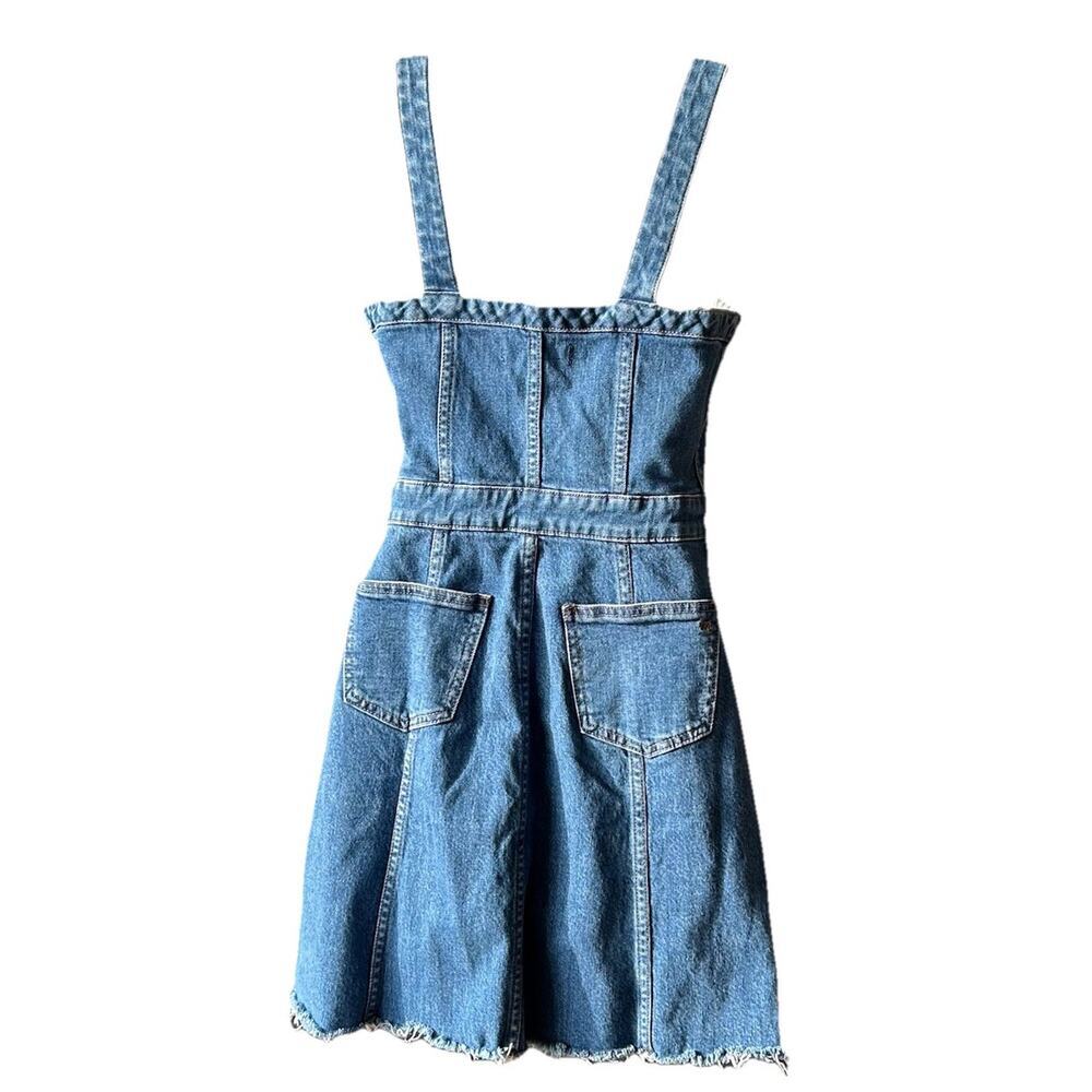 MADEWELL Raw Edge Button Front Denim Overall Dress Women's Size 4 Mini Skirt - Picture 8 of 11
